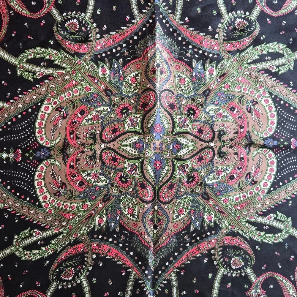 Large Square Scarf Black Paisley Pattern Pink Gray White Colorful Pattern Gifts